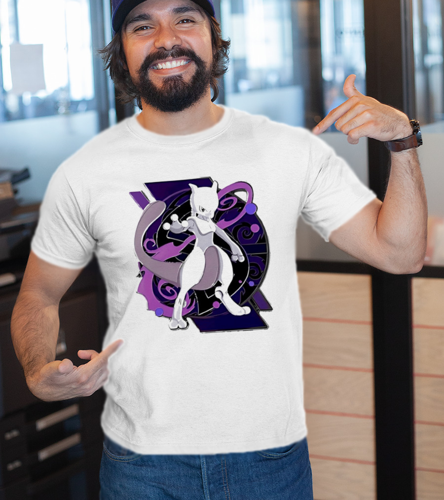 Pokemon Mewtwo Psychic Power Strike Dynamic Pose T-Shirt