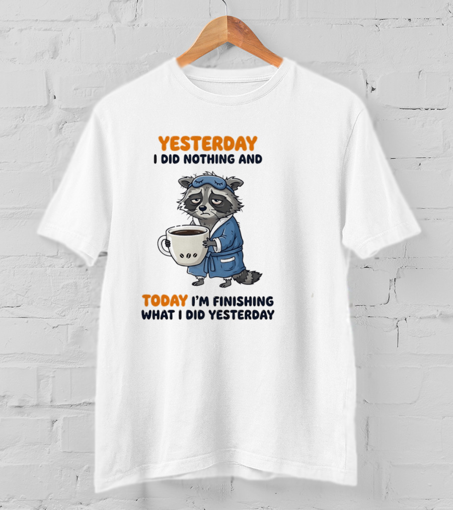 Yesterday I Did Nothing And Today Raccoon Finishing What I Did Yesterday T-Shirt