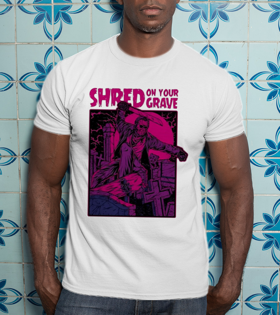 Shred On Your Grave Halloween Skateboarding Tombstones Horror T-Shirt