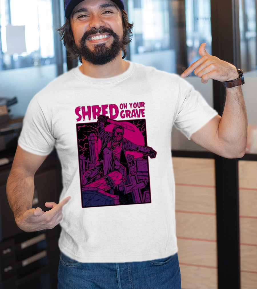 Shred On Your Grave Halloween Skateboarding Tombstones Horror T-Shirt