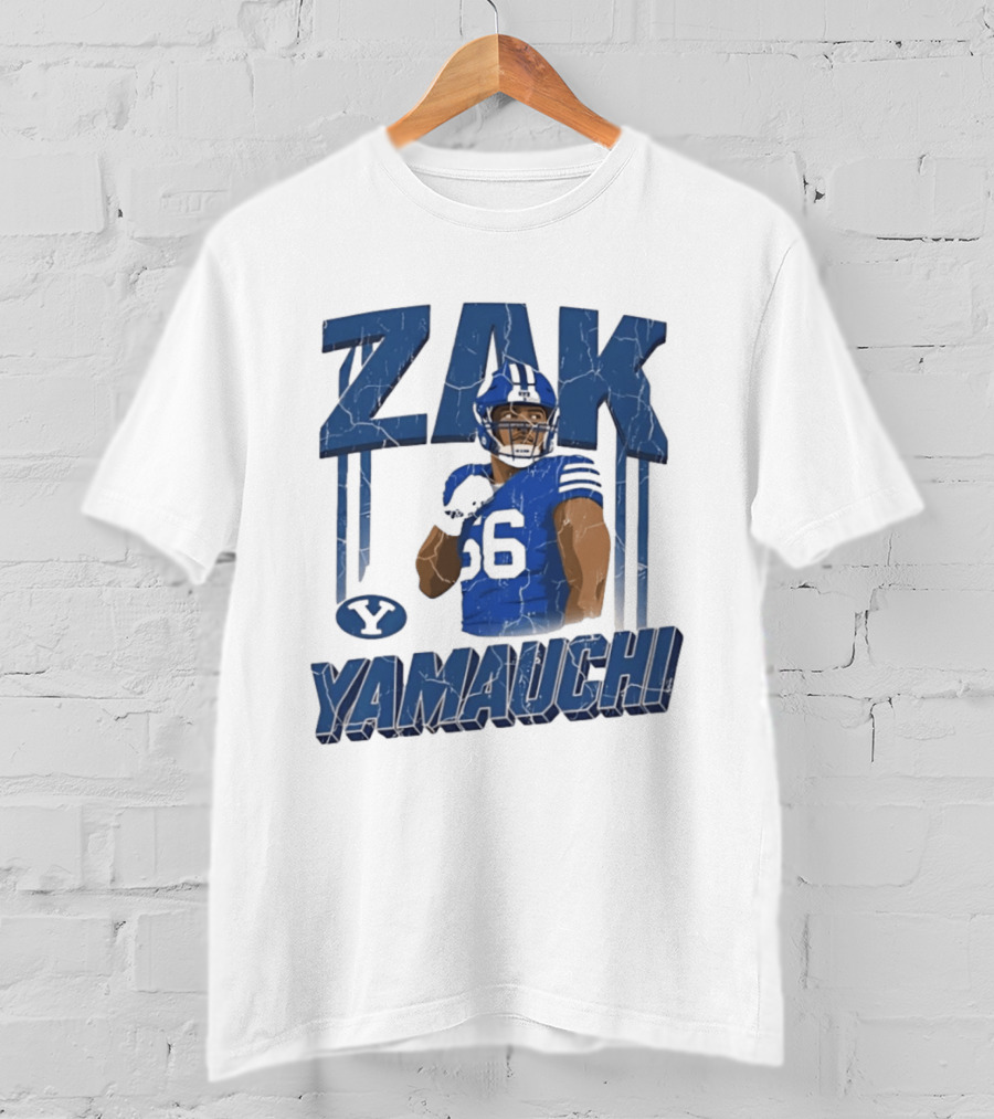 Zak Yamauchi Football Number 66 Blue And Green T-Shirt