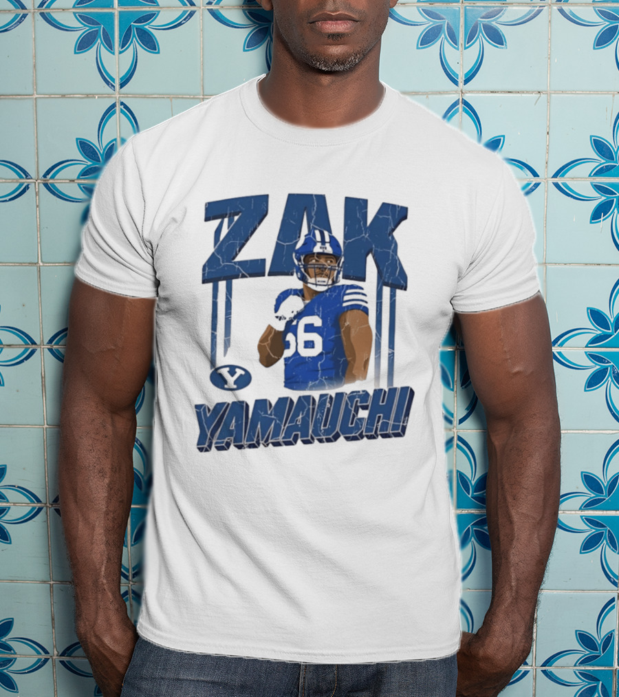 Zak Yamauchi Football Number 66 Blue And Green T-Shirt