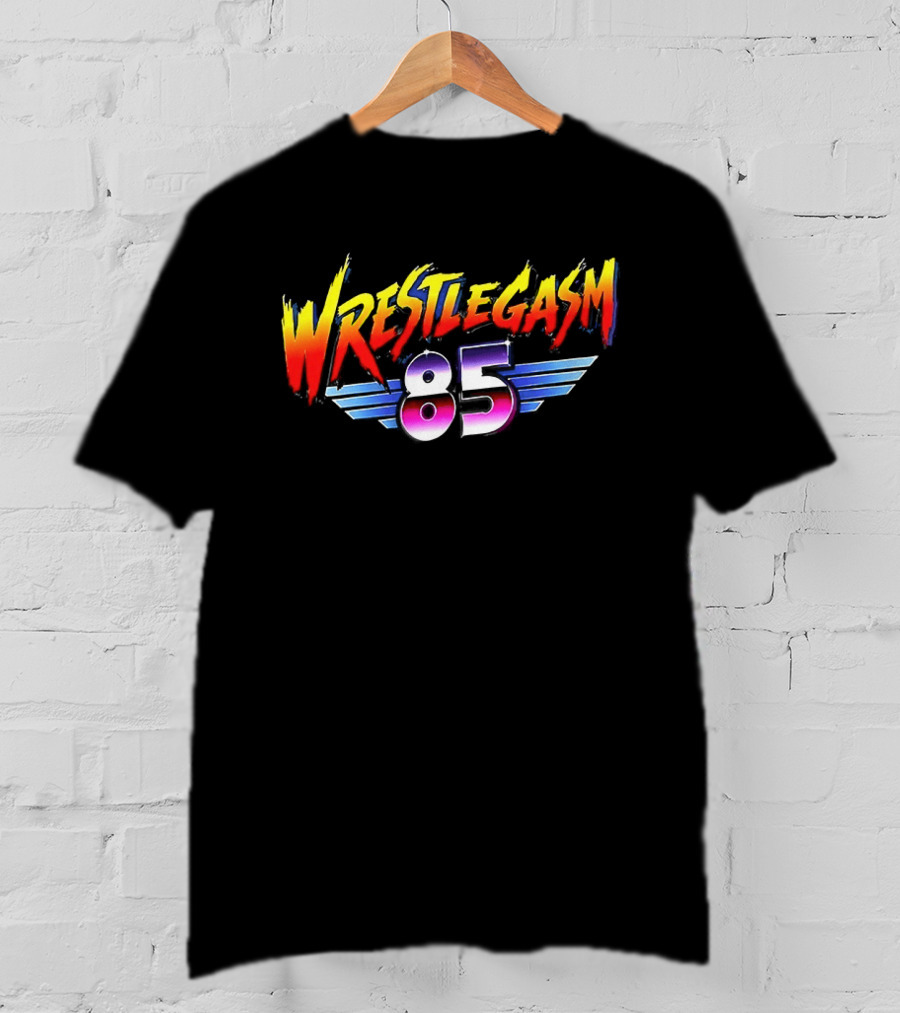 Barrett Pfeiffer Wrestlegasm 85 Retro Style Font Winged T-Shirt
