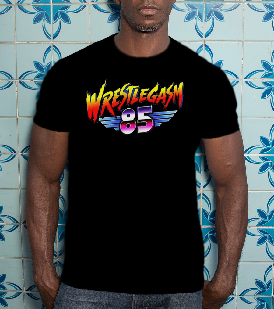 Barrett Pfeiffer Wrestlegasm 85 Retro Style Font Winged T-Shirt