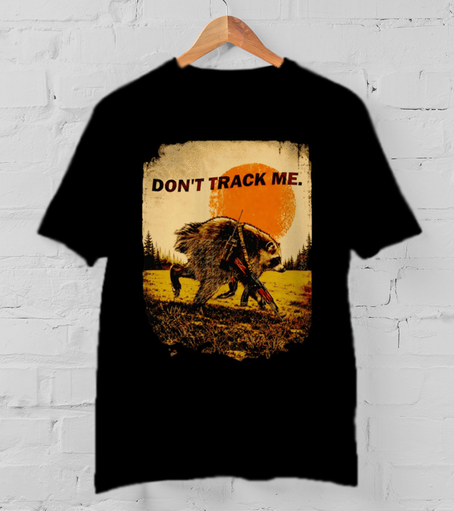 Don't Track Me Raccoon Sunset AK 47 Forest Scene T-Shirt