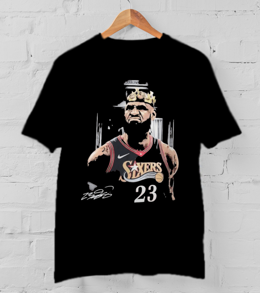 Philadelphia 76ers LeBron James Crown 23 Signature Basketball T-Shirt