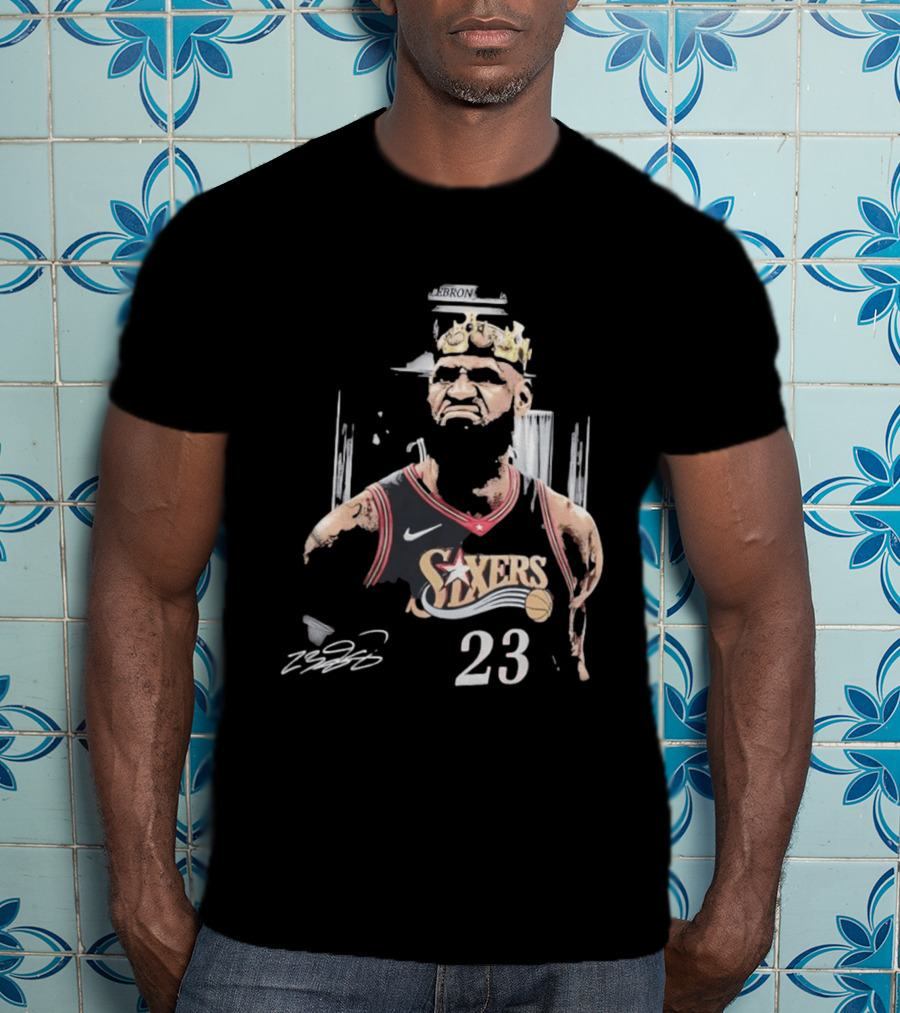 Philadelphia 76ers LeBron James Crown 23 Signature Basketball T-Shirt