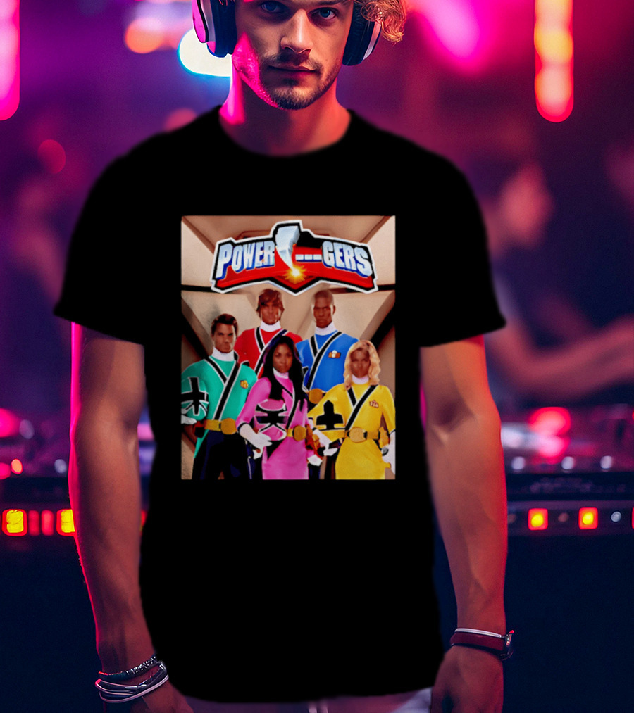 Power Rangers Samurai Team Red Green Pink Yellow Blue Characters T-Shirt