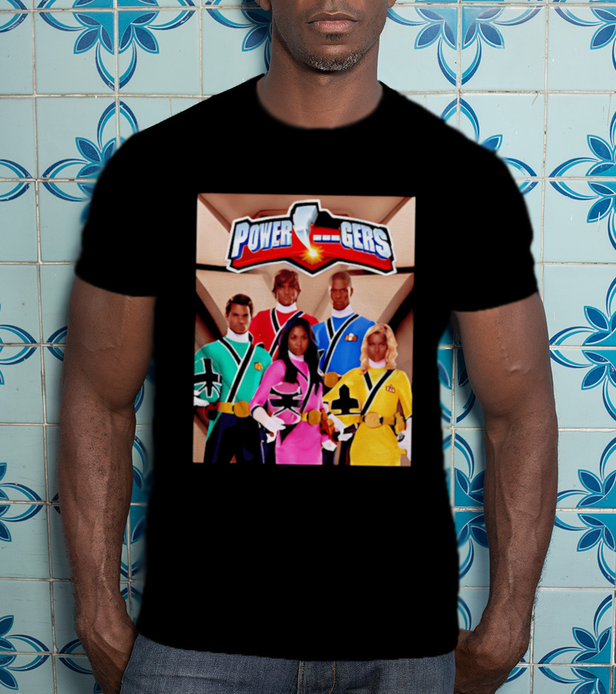 Power Rangers Samurai Team Red Green Pink Yellow Blue Characters T-Shirt