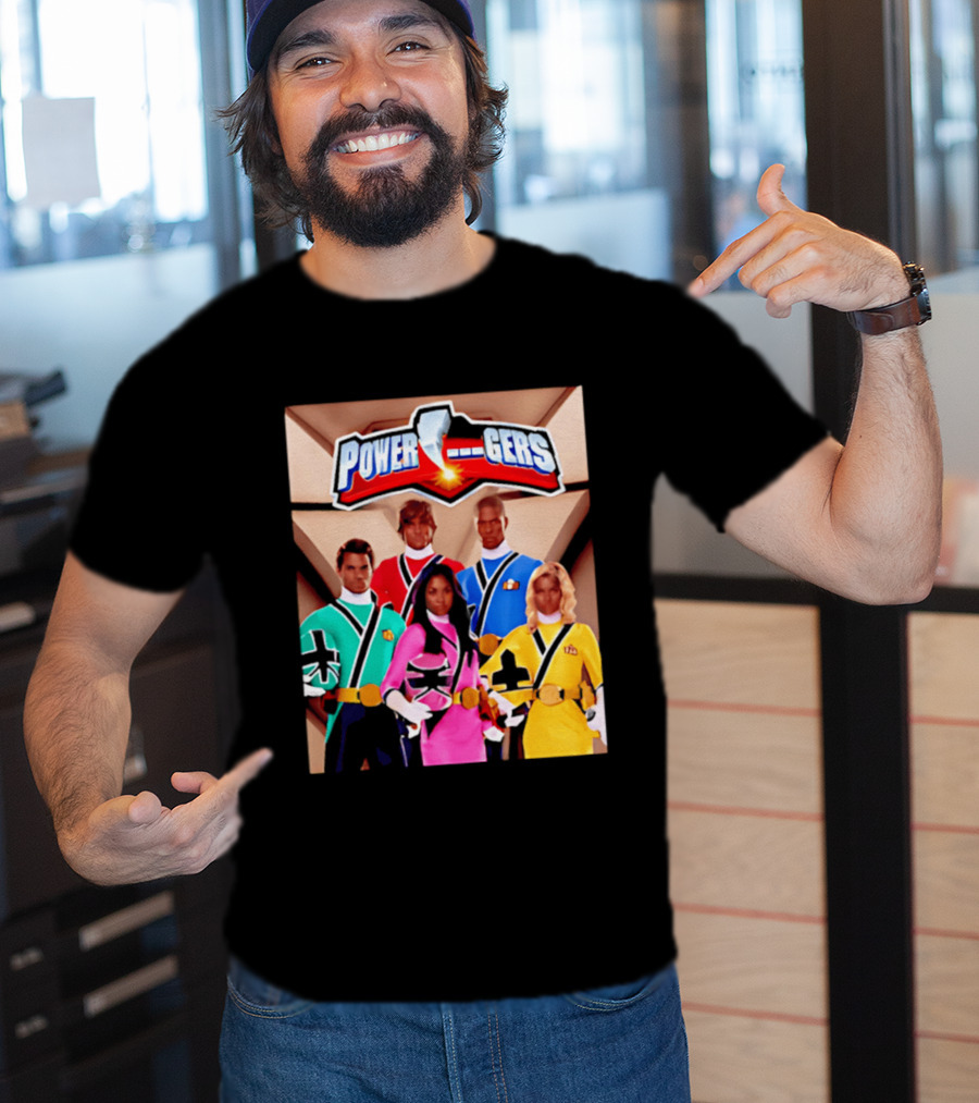 Power Rangers Samurai Team Red Green Pink Yellow Blue Characters T-Shirt