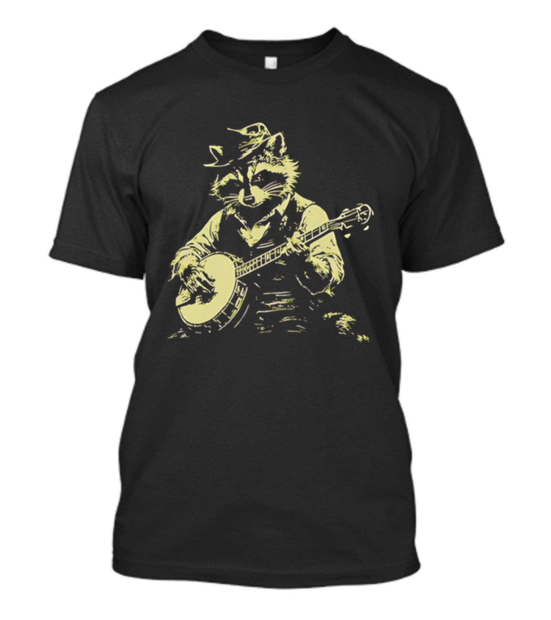Raccoon Strumming Banjo Wearing Hat And Vest T-Shirt