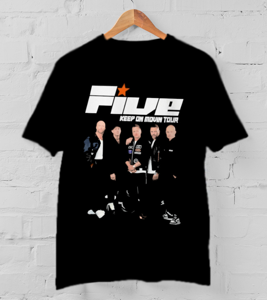 Five Keep On Movin Tour 90s Boyband Nostalgia Star T-Shirt