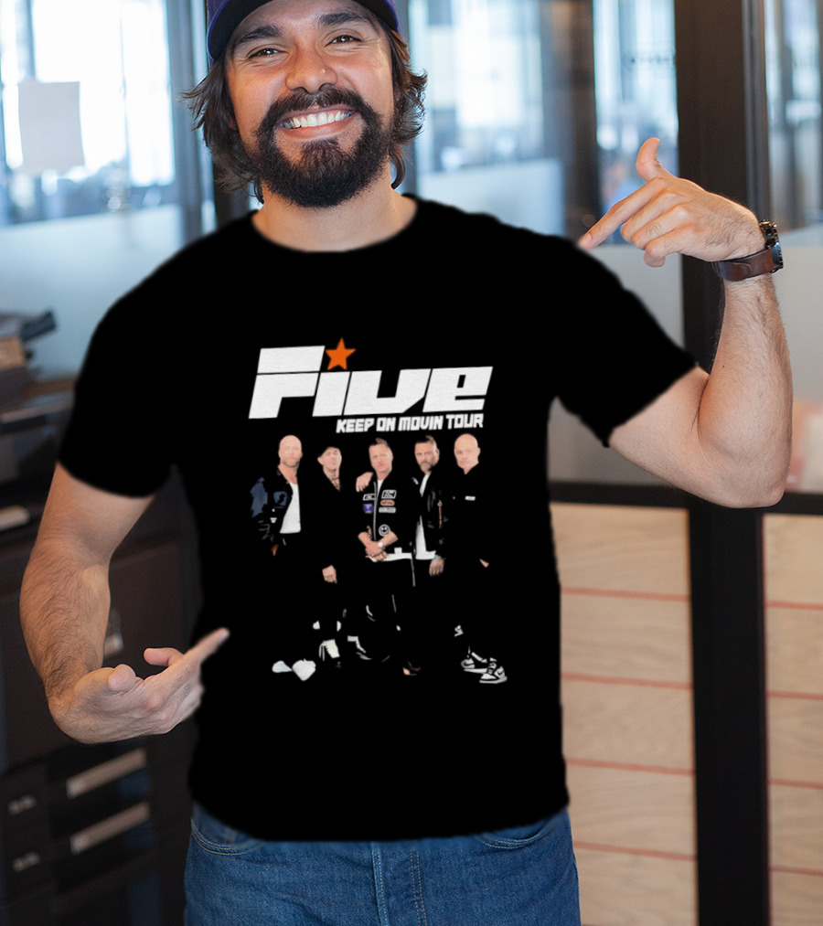 Five Keep On Movin Tour 90s Boyband Nostalgia Star T-Shirt
