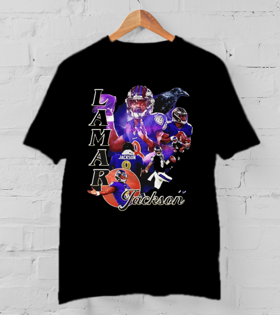 Lamar Jackson Baltimore Ravens Football Collage T-Shirt