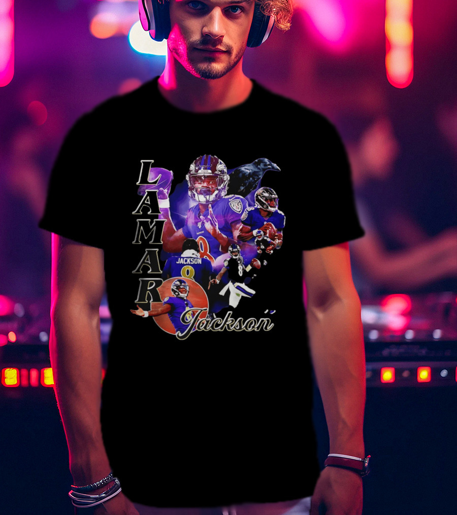 Lamar Jackson Baltimore Ravens Football Collage T-Shirt
