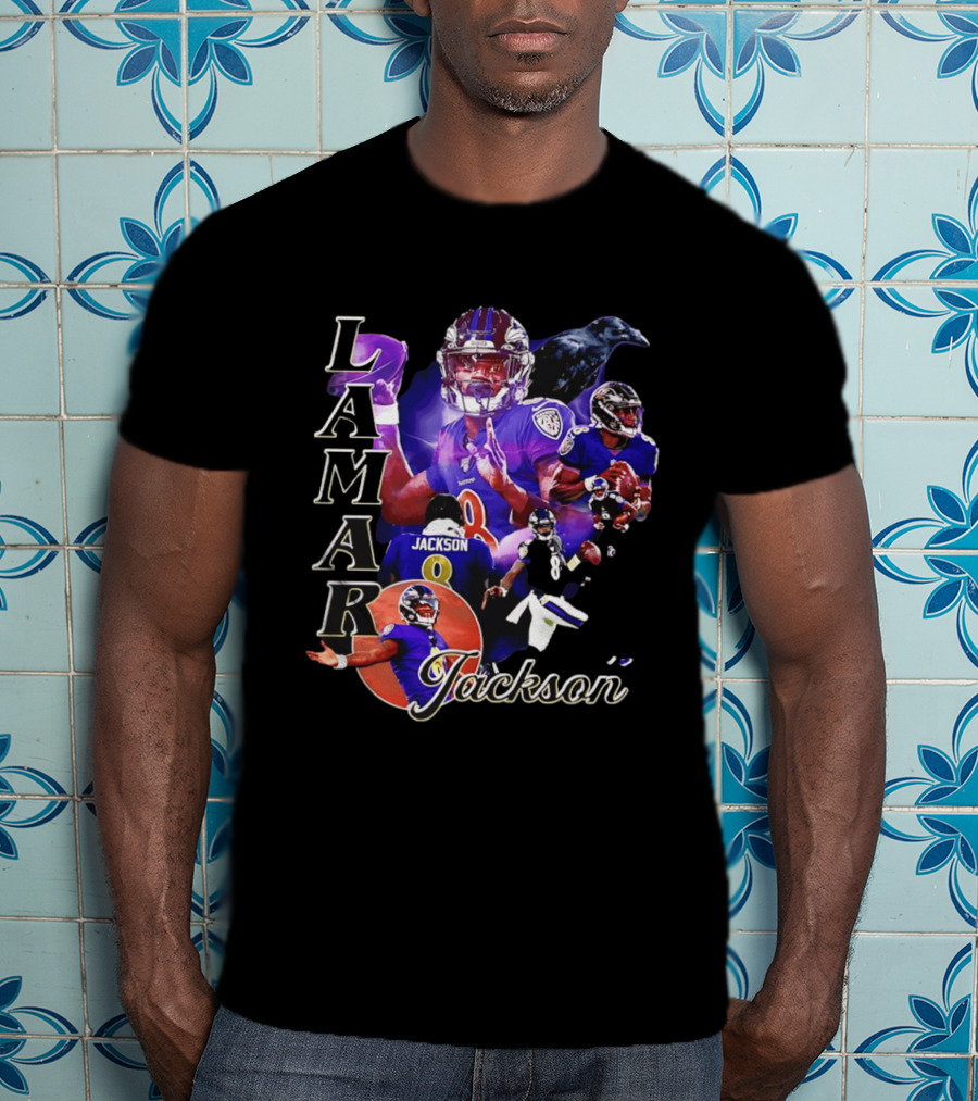 Lamar Jackson Baltimore Ravens Football Collage T-Shirt
