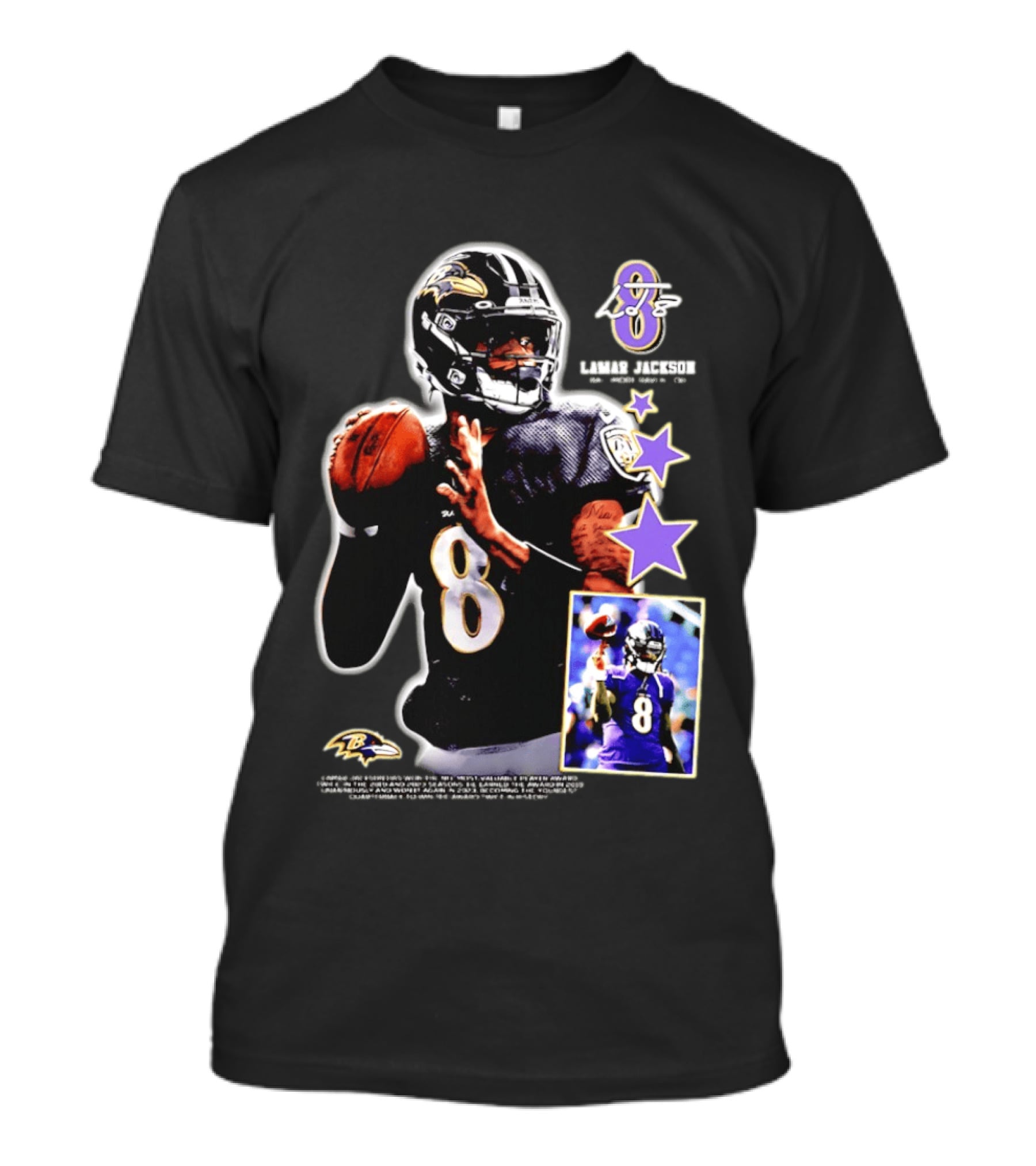 Lamar Jackson Baltimore Ravens No 8 MVP Stars Iconic Football Legend T-Shirt