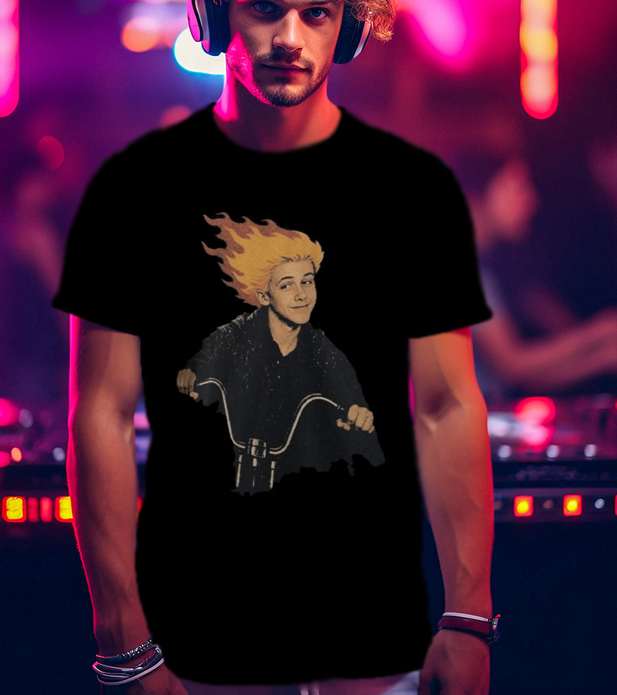 Ghost Rider Comic Style Motorcycle Flame Rider T-Shirt