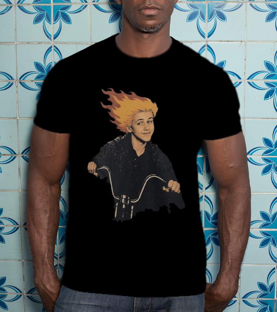 Ghost Rider Comic Style Motorcycle Flame Rider T-Shirt