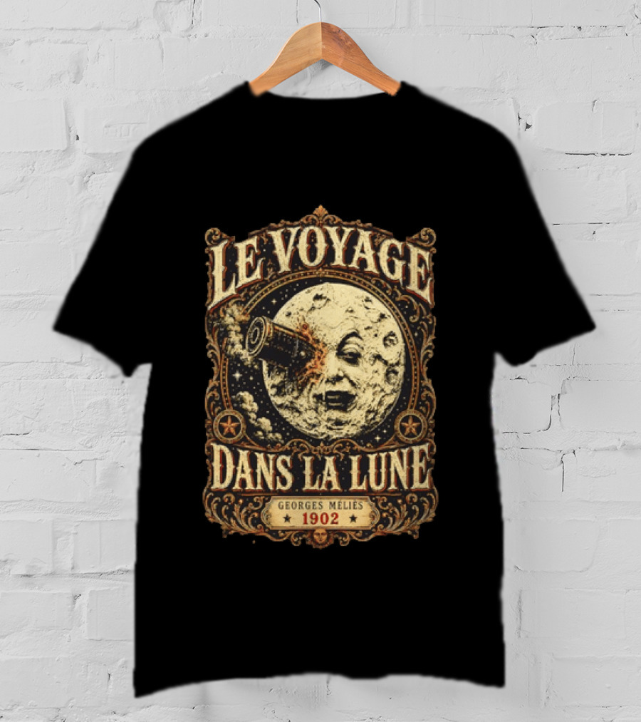 Le Voyage Dans La Lune Georges Méliès 1902 Vintage Space Adventure Moon Face T-Shirt