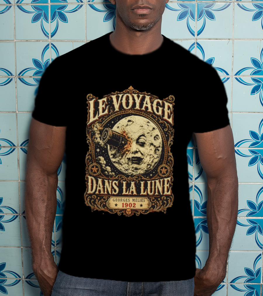 Le Voyage Dans La Lune Georges Méliès 1902 Vintage Space Adventure Moon Face T-Shirt