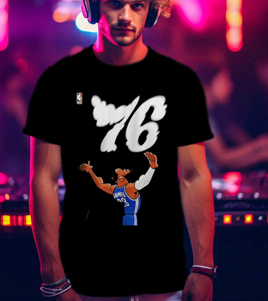 LeBron James 23 Cartoon 76 Philadelphia NBA Jersey Basketball T-Shirt