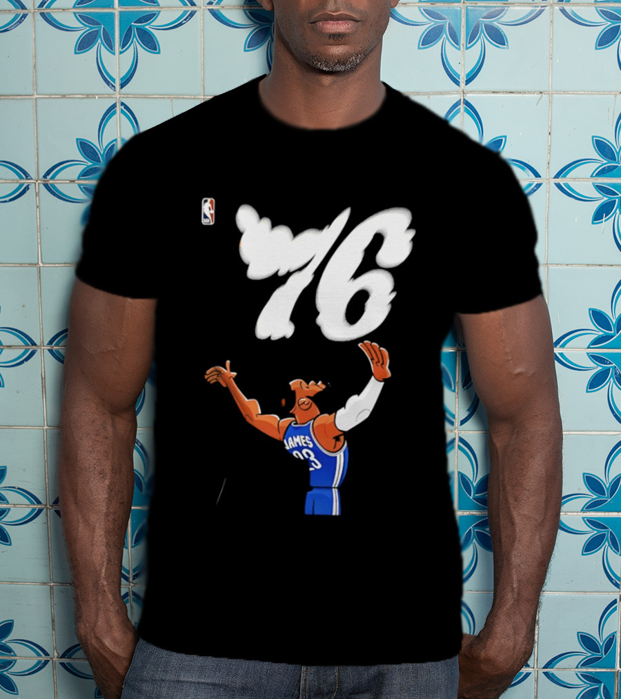 LeBron James 23 Cartoon 76 Philadelphia NBA Jersey Basketball T-Shirt