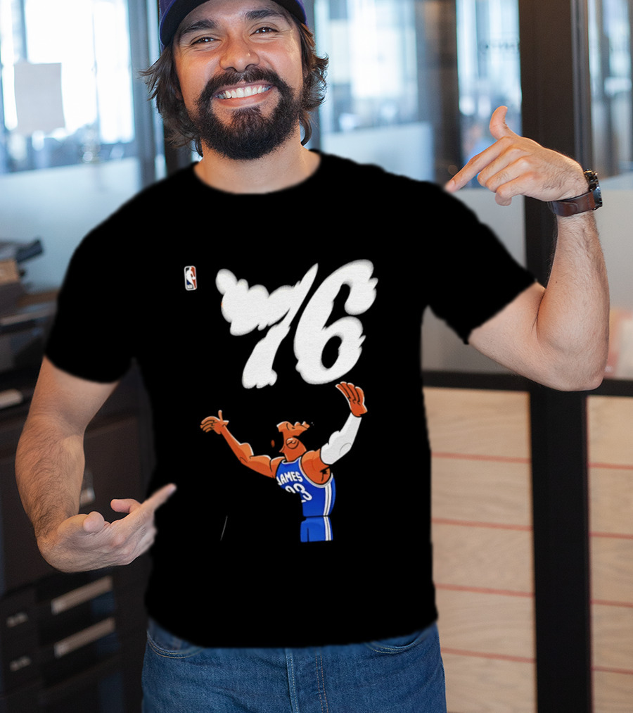 LeBron James 23 Cartoon 76 Philadelphia NBA Jersey Basketball T-Shirt