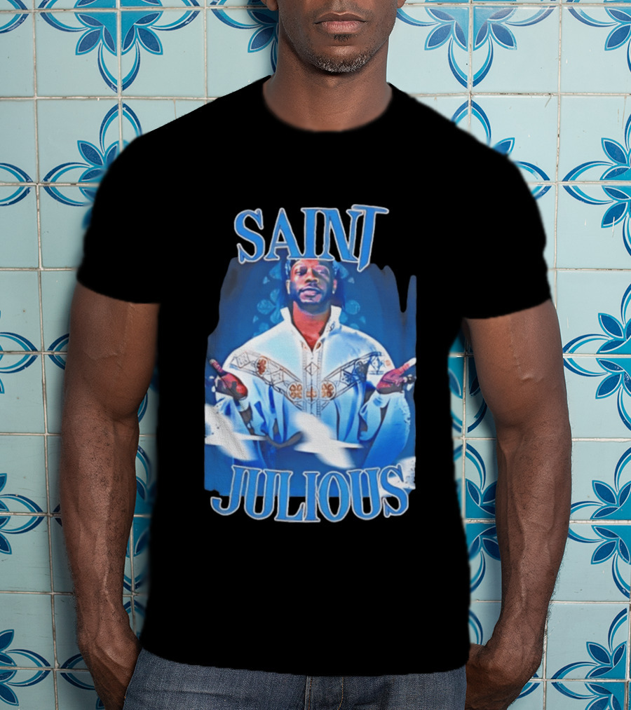 Saint Julios Majestic Icon In White Robe T-Shirt