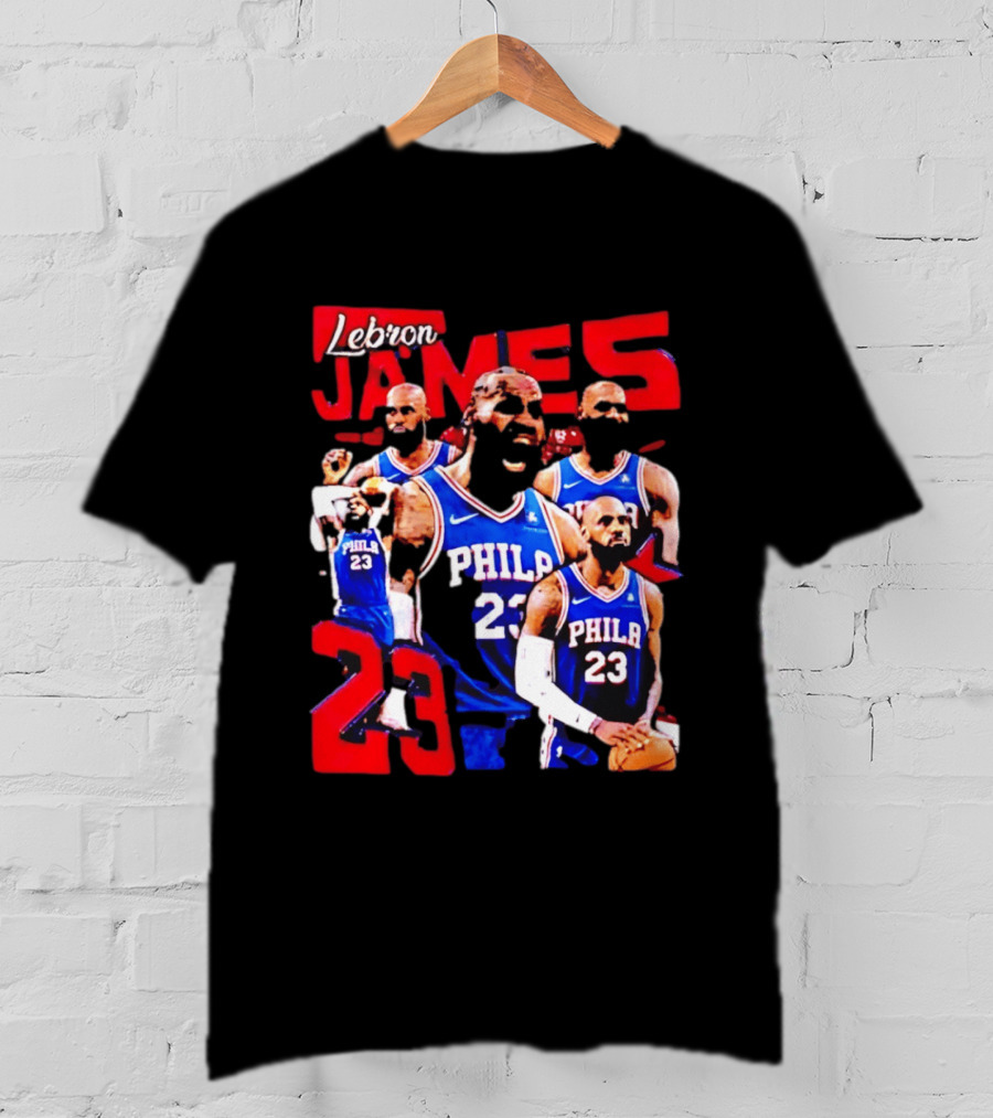 LeBron James No 23 Philadelphia 76ers Collage Legends T-Shirt
