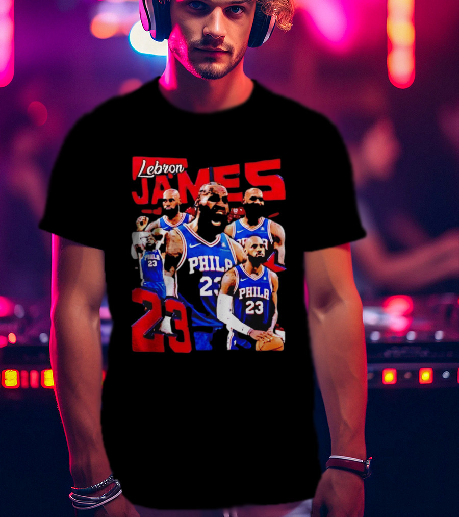 LeBron James No 23 Philadelphia 76ers Collage Legends T-Shirt