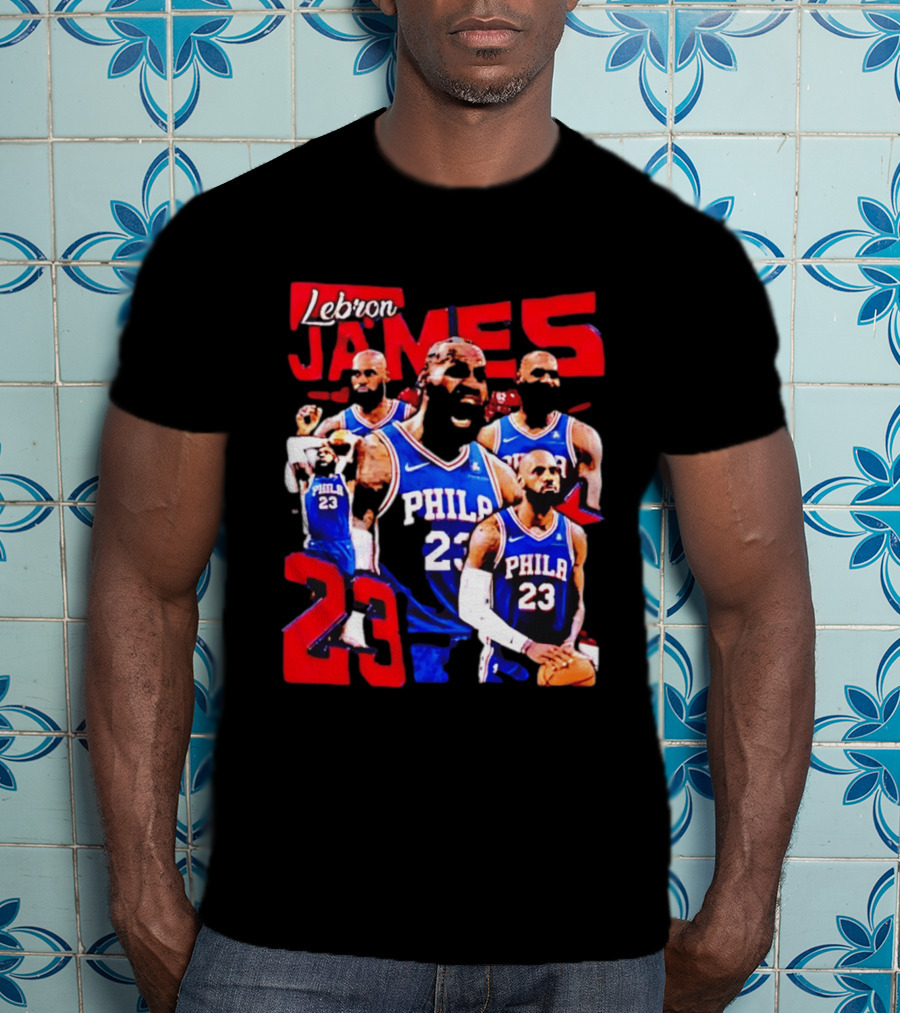 LeBron James No 23 Philadelphia 76ers Collage Legends T-Shirt