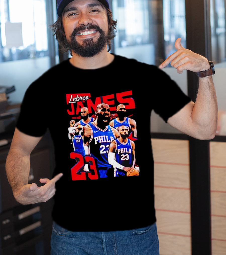 LeBron James No 23 Philadelphia 76ers Collage Legends T-Shirt