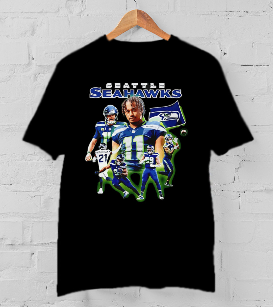 Seattle Seahawks Witherspoon 21 14 11 99 Player Collage T-Shirt