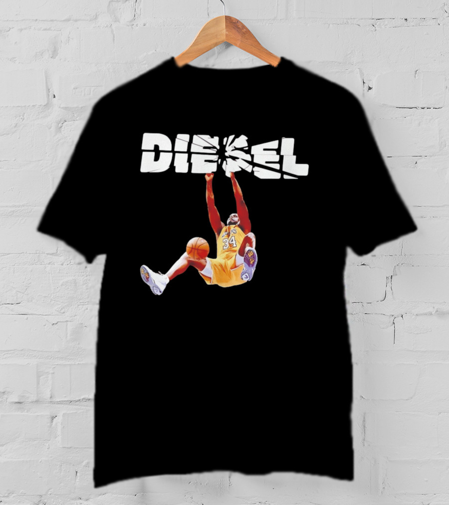 Shaquille O'Neal Diesel Broken Glass Lakers 34 Dunk T-Shirt