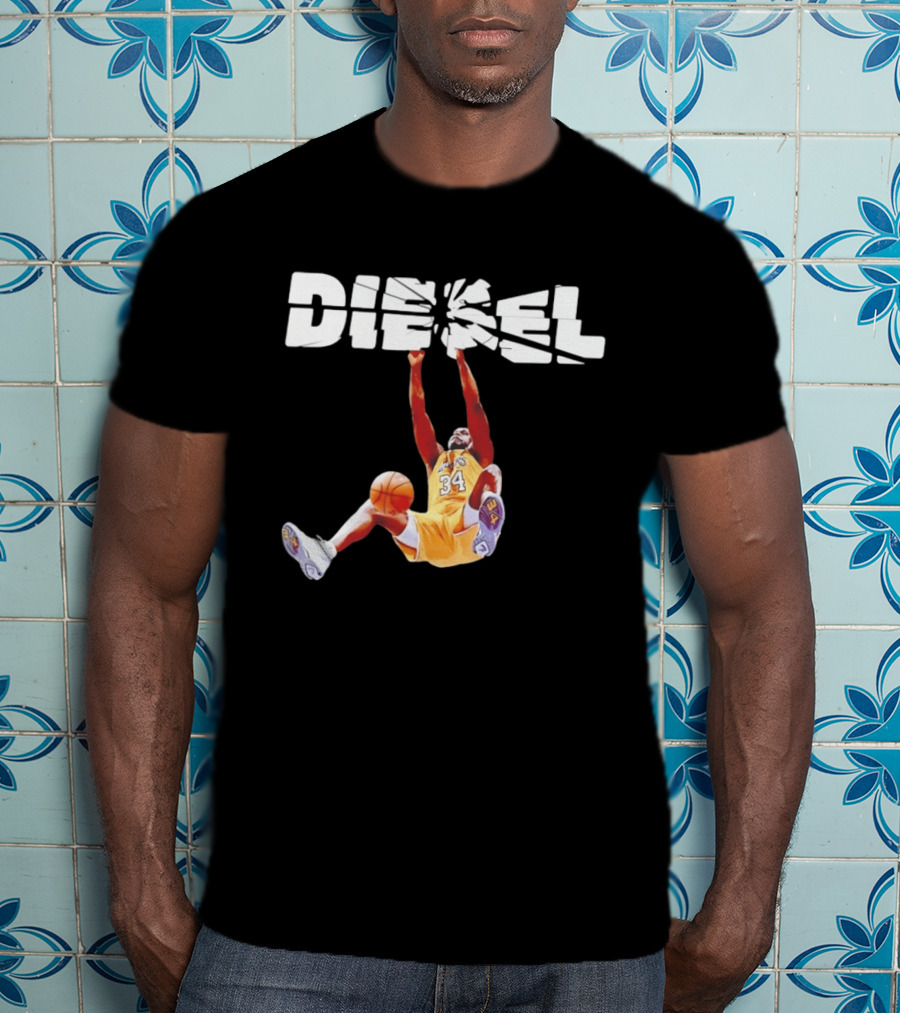 Shaquille O'Neal Diesel Broken Glass Lakers 34 Dunk T-Shirt