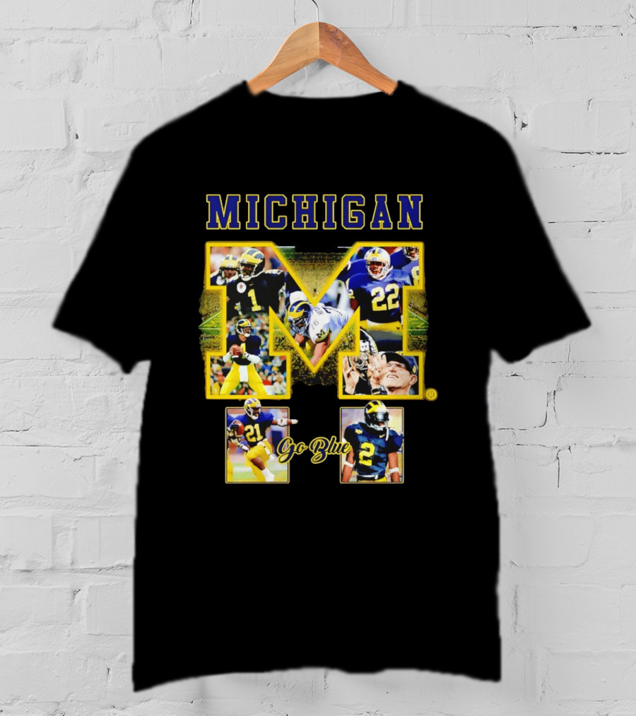 Michigan Wolverines Go Blue Football Iconic Collage T-Shirt