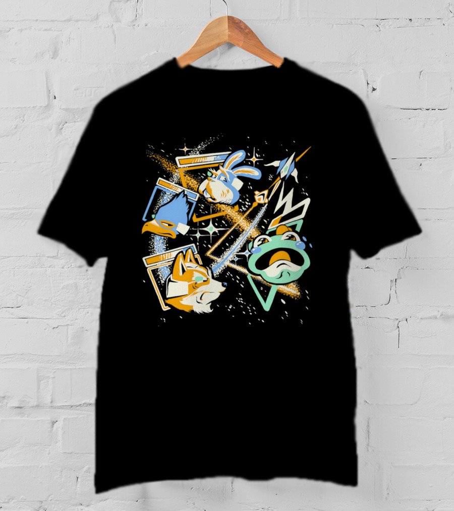 Star Fox Slippy Toad Peppy Hare Falco Lombardi Retro Game Characters T-Shirt