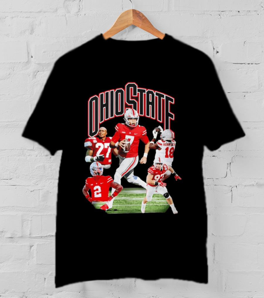 Ohio State Football Collage Featuring Harrison Jr And Star Players T-Shirt