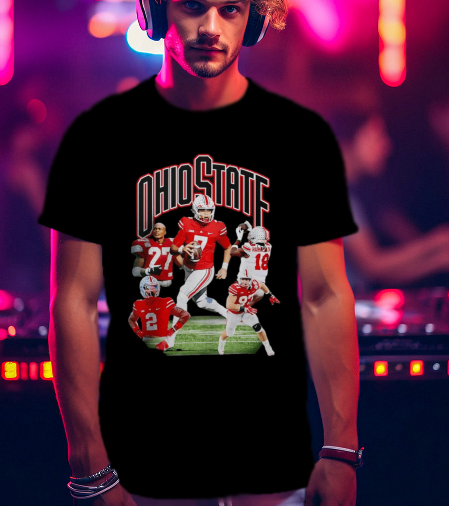 Ohio State Football Collage Featuring Harrison Jr And Star Players T-Shirt