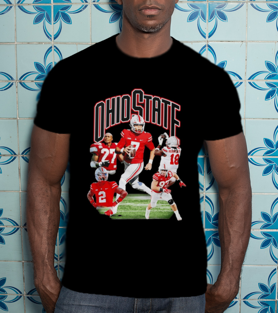 Ohio State Football Collage Featuring Harrison Jr And Star Players T-Shirt