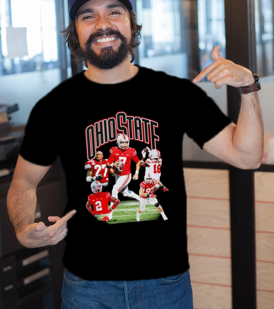 Ohio State Football Collage Featuring Harrison Jr And Star Players T-Shirt