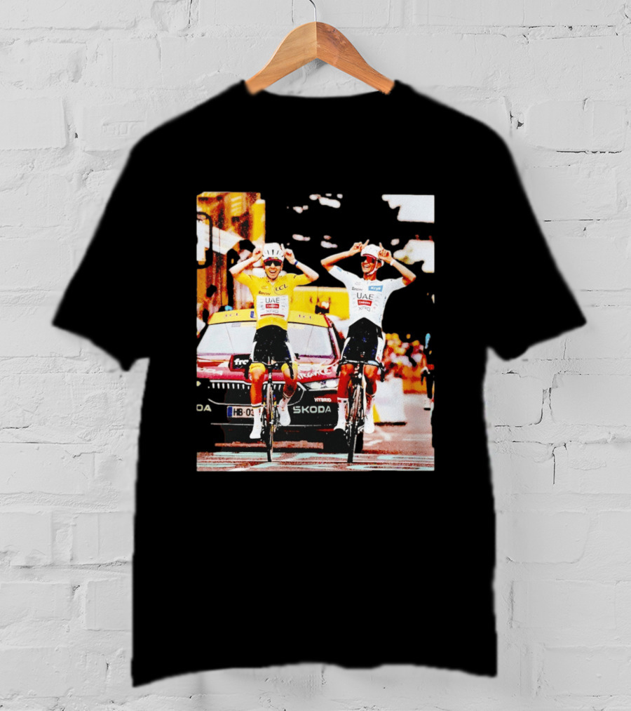 Tadej Pogačar Isaac Del Toro UAE Team Emirates Cycling Skoda Tour Celebratory Finish T-Shirt