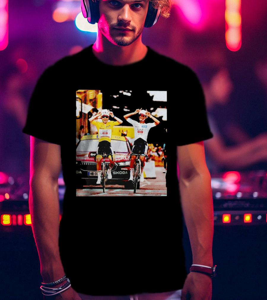 Tadej Pogačar Isaac Del Toro UAE Team Emirates Cycling Skoda Tour Celebratory Finish T-Shirt