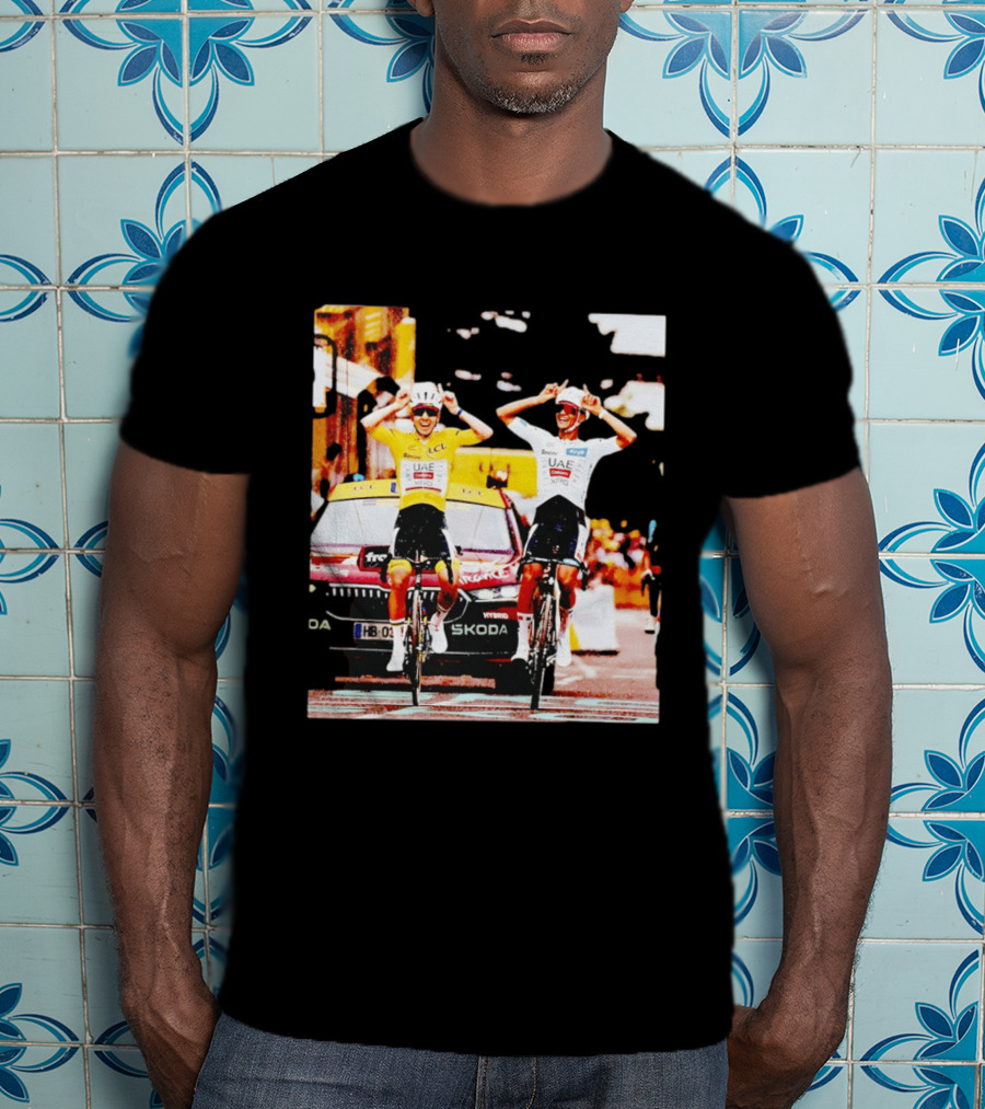 Tadej Pogačar Isaac Del Toro UAE Team Emirates Cycling Skoda Tour Celebratory Finish T-Shirt