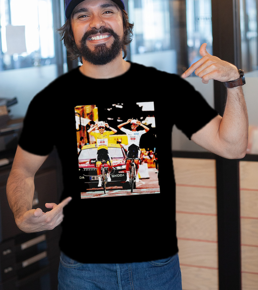 Tadej Pogačar Isaac Del Toro UAE Team Emirates Cycling Skoda Tour Celebratory Finish T-Shirt