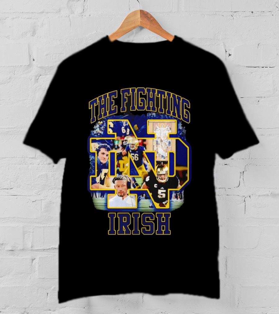 The Fighting Irish Notre Dame Collage With Marcus Freeman Players T-Shirt