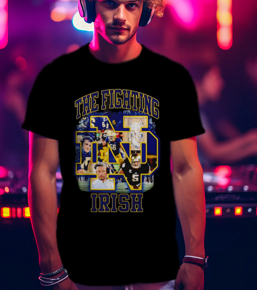 The Fighting Irish Notre Dame Collage With Marcus Freeman Players T-Shirt