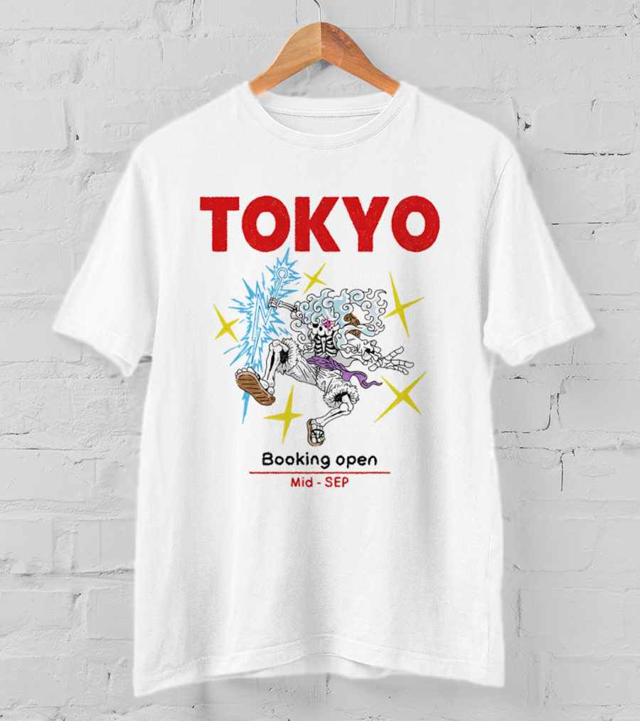 Tokyo Booking Open Mid Sep One Piece Luffy Skeleton Burst T-Shirt