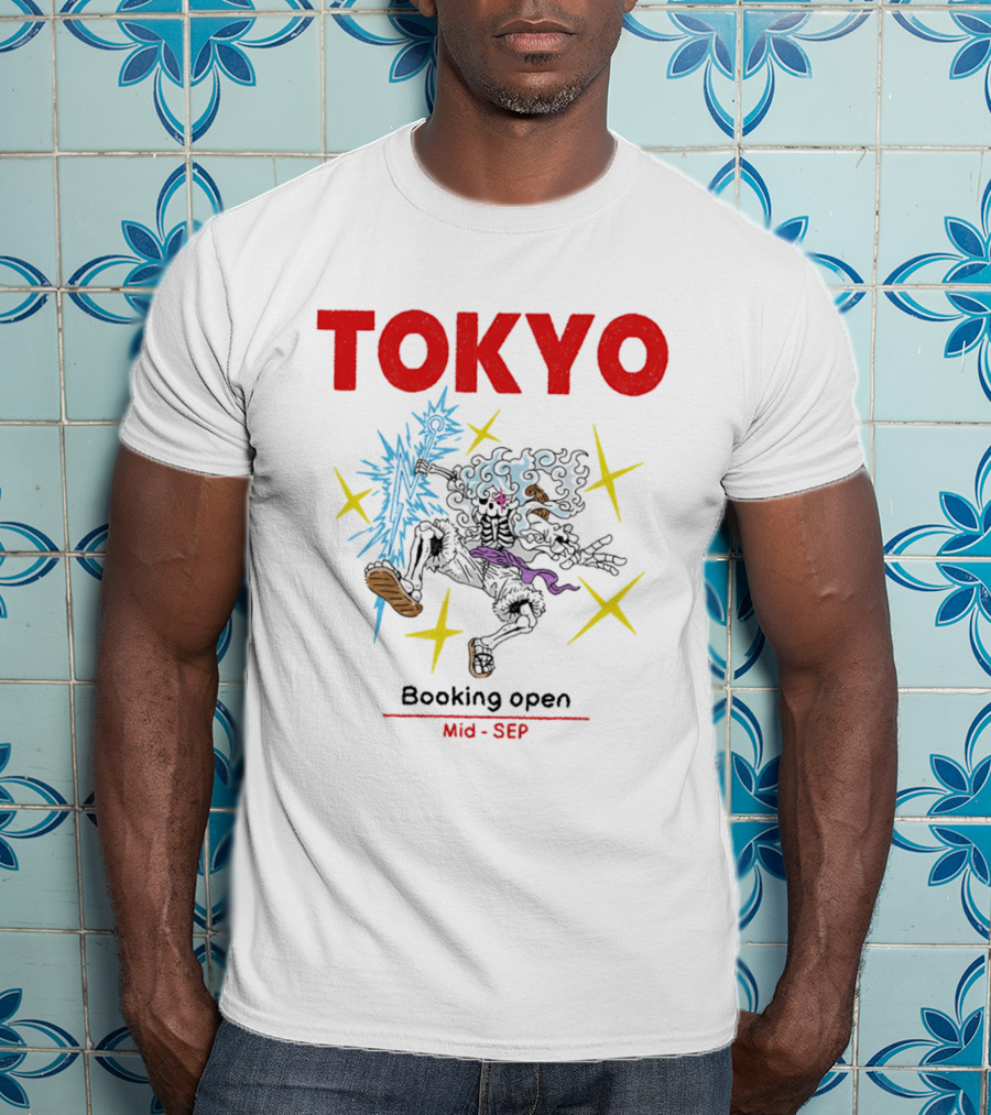 Tokyo Booking Open Mid Sep One Piece Luffy Skeleton Burst T-Shirt